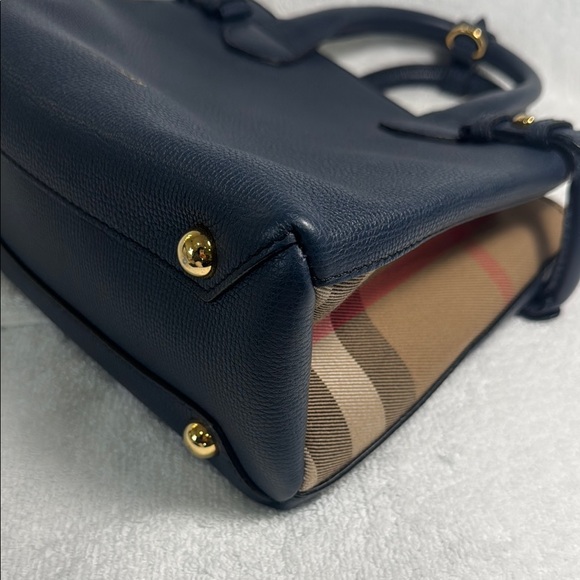 Burberry Navy Blue Leather Tote Bag - Picture 3 of 11